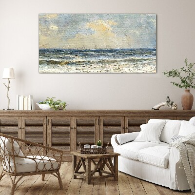 Calm sea on a summer day Glass art print