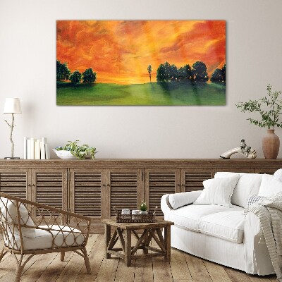 Tree sunset sky Glass Print