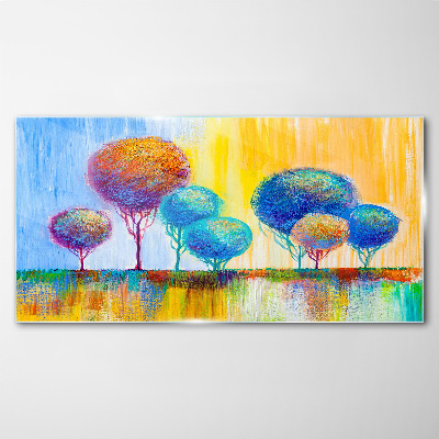 Painting abstraction trees Glass Print