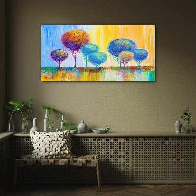 Painting abstraction trees Glass Print