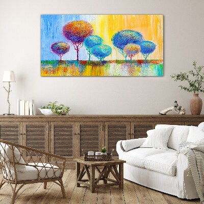 Painting abstraction trees Glass Print