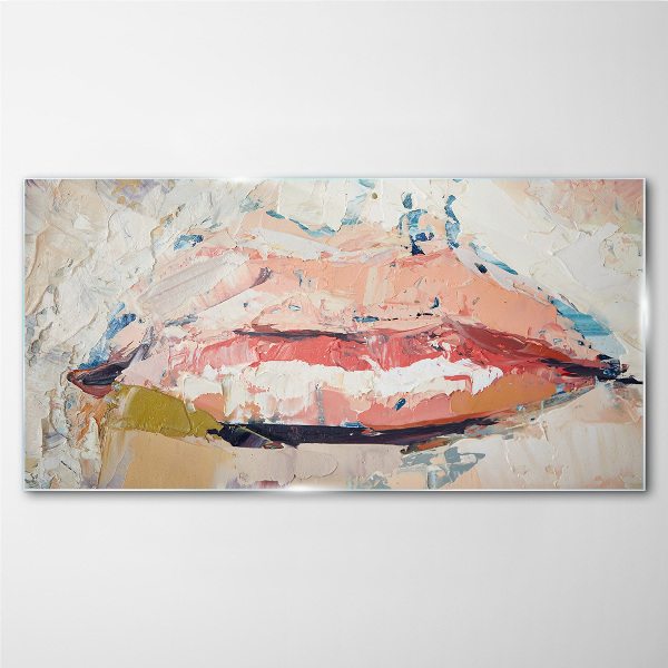Delicate lips in pastel shades Wall art on glass