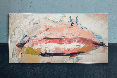 Delicate lips in pastel shades Wall art on glass