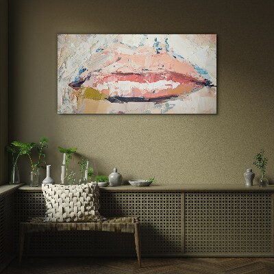 Delicate lips in pastel shades Wall art on glass