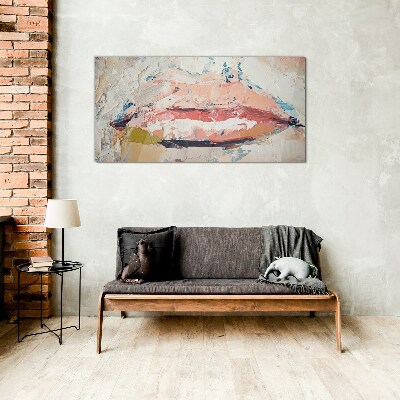 Delicate lips in pastel shades Wall art on glass