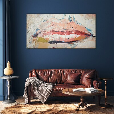 Delicate lips in pastel shades Wall art on glass