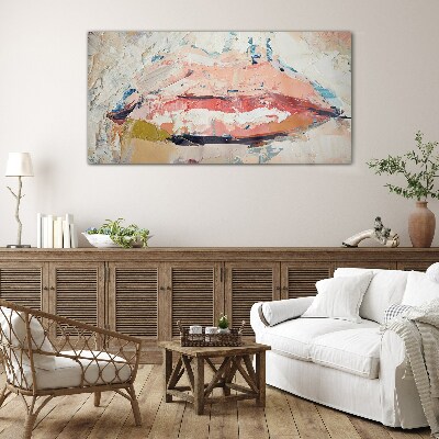 Delicate lips in pastel shades Wall art on glass