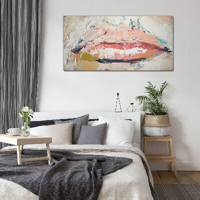 Delicate lips in pastel shades Wall art on glass