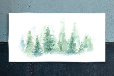Green forest fog Wall art on glass