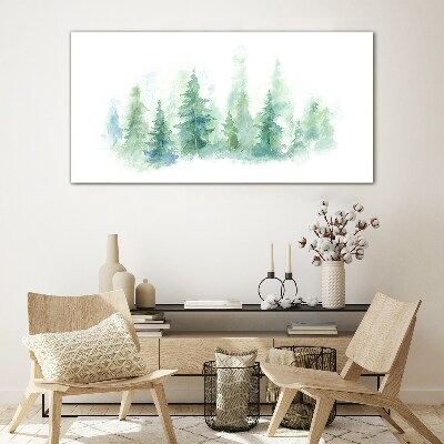 Green forest fog Wall art on glass