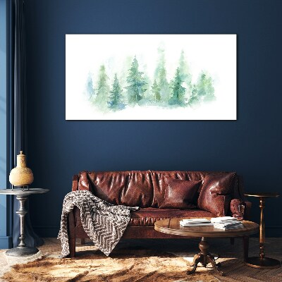 Green forest fog Wall art on glass