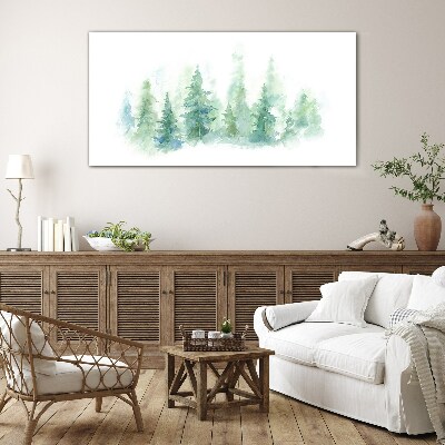 Green forest fog Wall art on glass