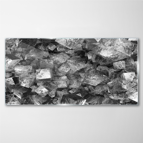 Abstract cubes in monochromatic tones Glass art print