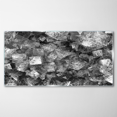 Abstract cubes in monochromatic tones Glass art print