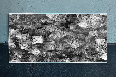Abstract cubes in monochromatic tones Glass art print