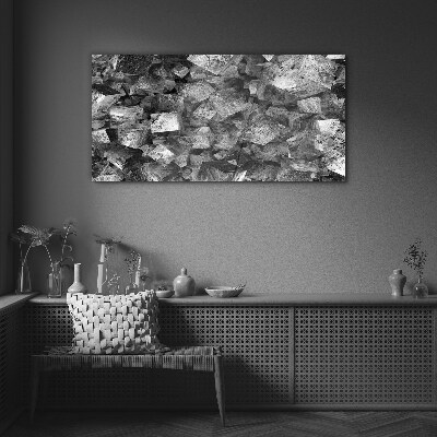Abstract cubes in monochromatic tones Glass art print