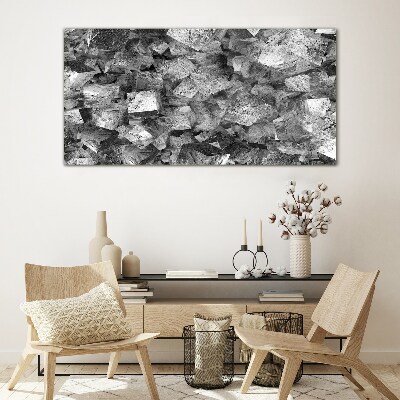 Abstract cubes in monochromatic tones Glass art print