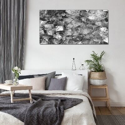 Abstract cubes in monochromatic tones Glass art print