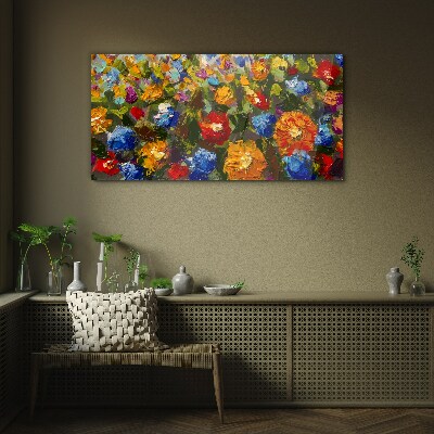 A floral landscape in intense colors Glass art print