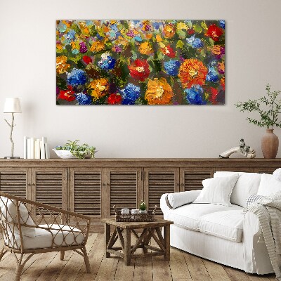 Painting flowers Glass Print