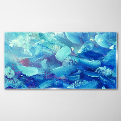 Ocean waves of colors Wall art on glass