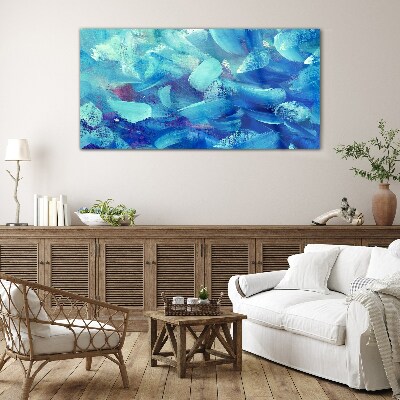 Ocean waves of colors Wall art on glass