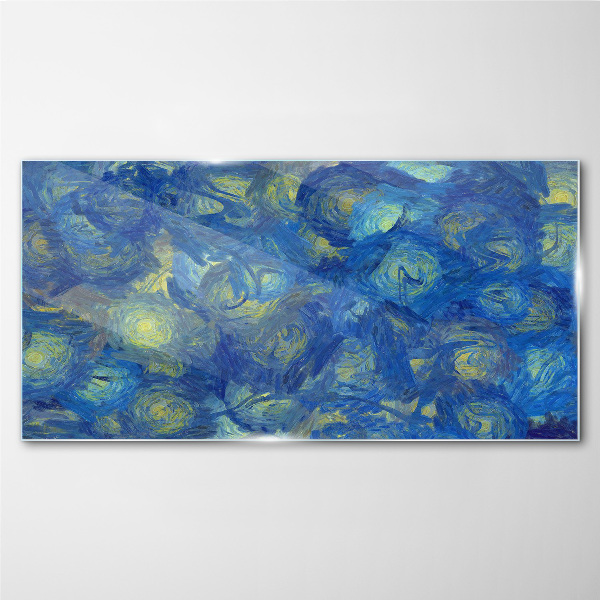 Night sky in shades of blue Glass art print