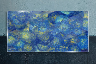 Night sky in shades of blue Glass art print