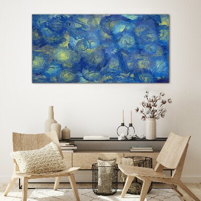 Night sky in shades of blue Glass art print