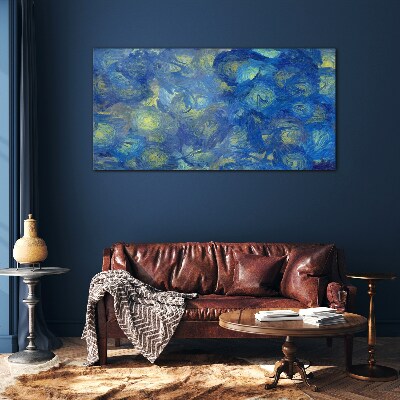 Night sky in shades of blue Glass art print