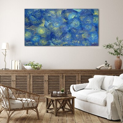 Night sky in shades of blue Glass art print