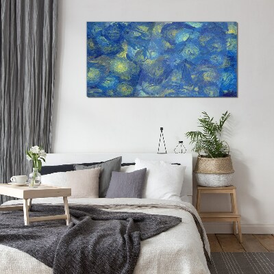 Night sky in shades of blue Glass art print