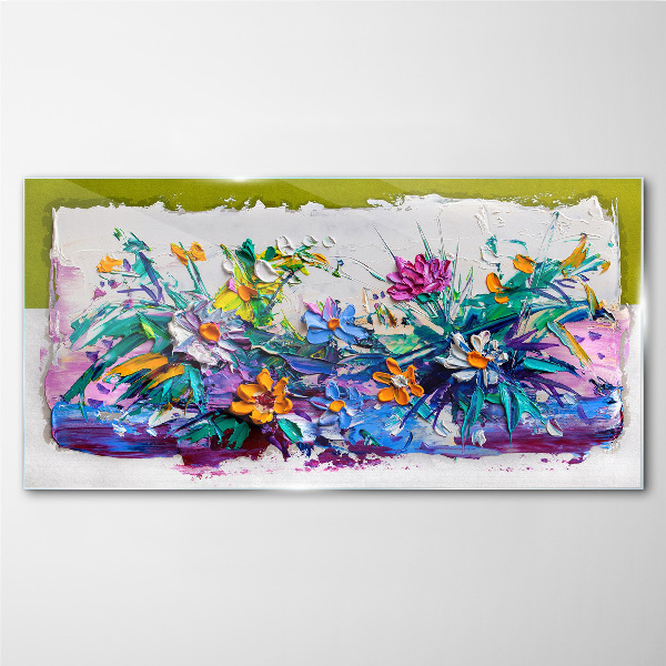 A floral arrangement in intense colours Glass art print