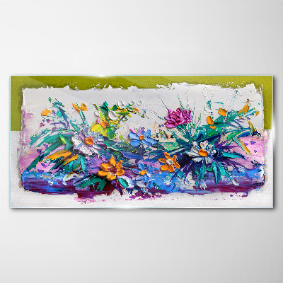 A floral arrangement in intense colours Glass art print