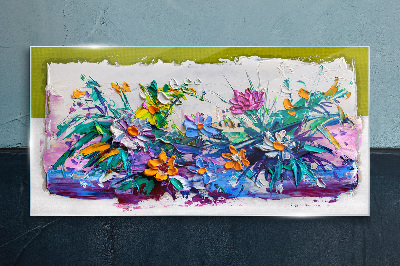 A floral arrangement in intense colours Glass art print