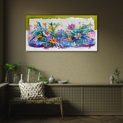 A floral arrangement in intense colours Glass art print