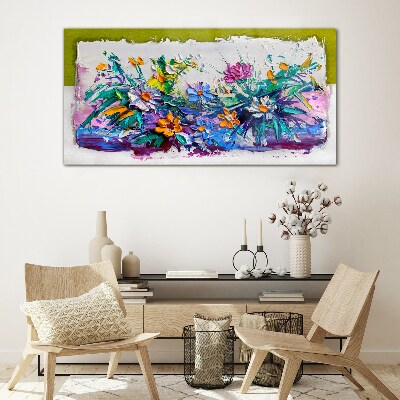 Painting flowers Glass Print