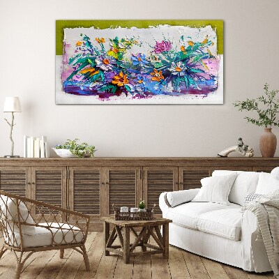 A floral arrangement in intense colours Glass art print