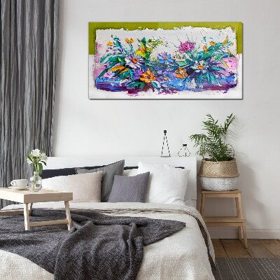 A floral arrangement in intense colours Glass art print