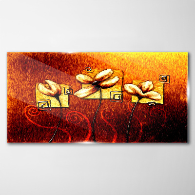 Flowers against the fire Glass art print