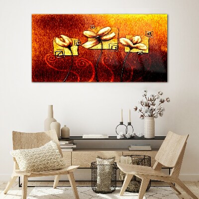 Abstract flowers Glass Wall Art