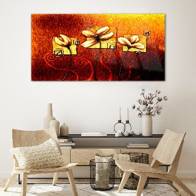 Flowers against the fire Glass art print