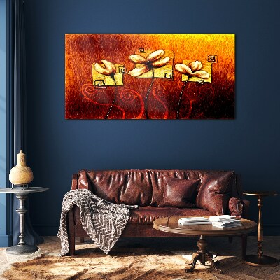 Flowers against the fire Glass art print