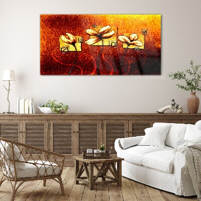 Flowers against the fire Glass art print