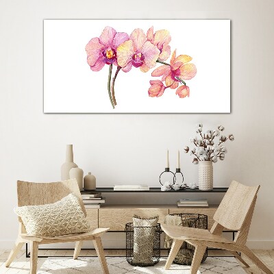 Painting flowers branch Glass Print