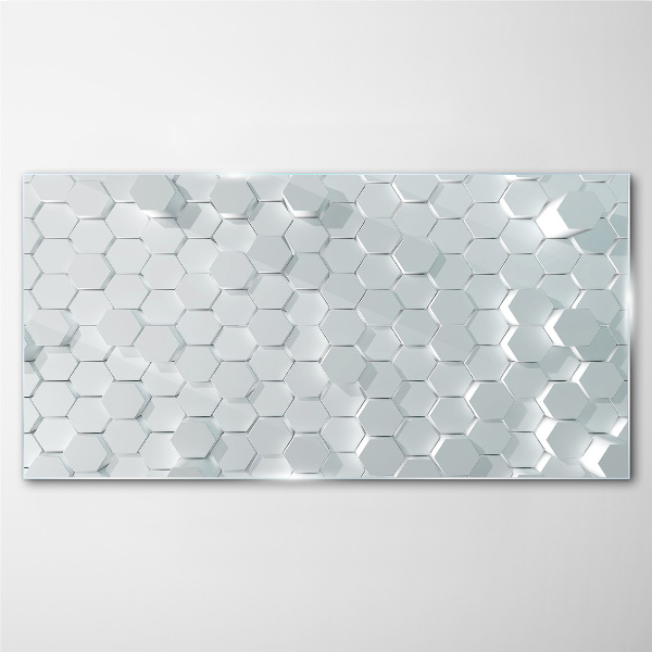 Hexagonal pattern in shades of gray Wall art on glass