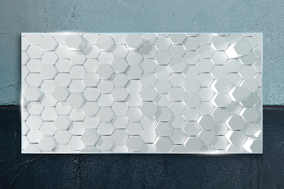Hexagonal pattern in shades of gray Wall art on glass