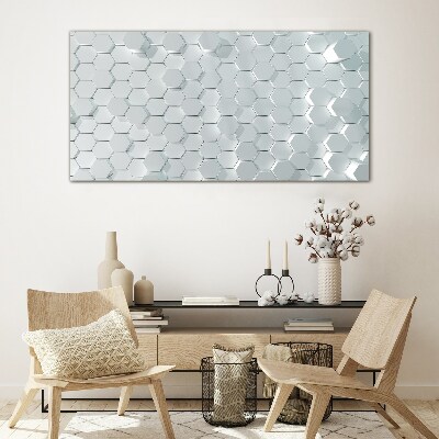 Hexagonal pattern in shades of gray Wall art on glass