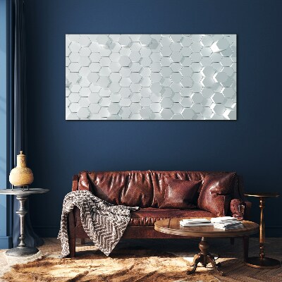 Hexagonal pattern in shades of gray Wall art on glass