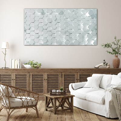 Hexagonal pattern in shades of gray Wall art on glass